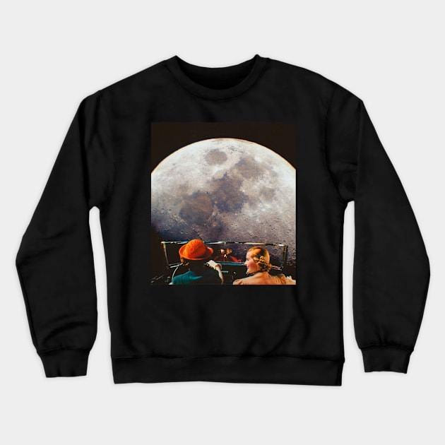 Road trip to the moon Crewneck Sweatshirt by Lilithcollageart